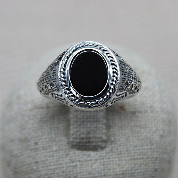 Caballero de Ágata Negra, Caballero de Piedra, Anillo de Plata 925, Anillo Hipster, Anillo de Dedo Pequeño, Anillo Casual, Anillo Unisex