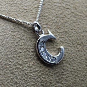 Pendentif argent 925 prénom lettre C Oxydes de Zirconium option chaîne T 38 à 60