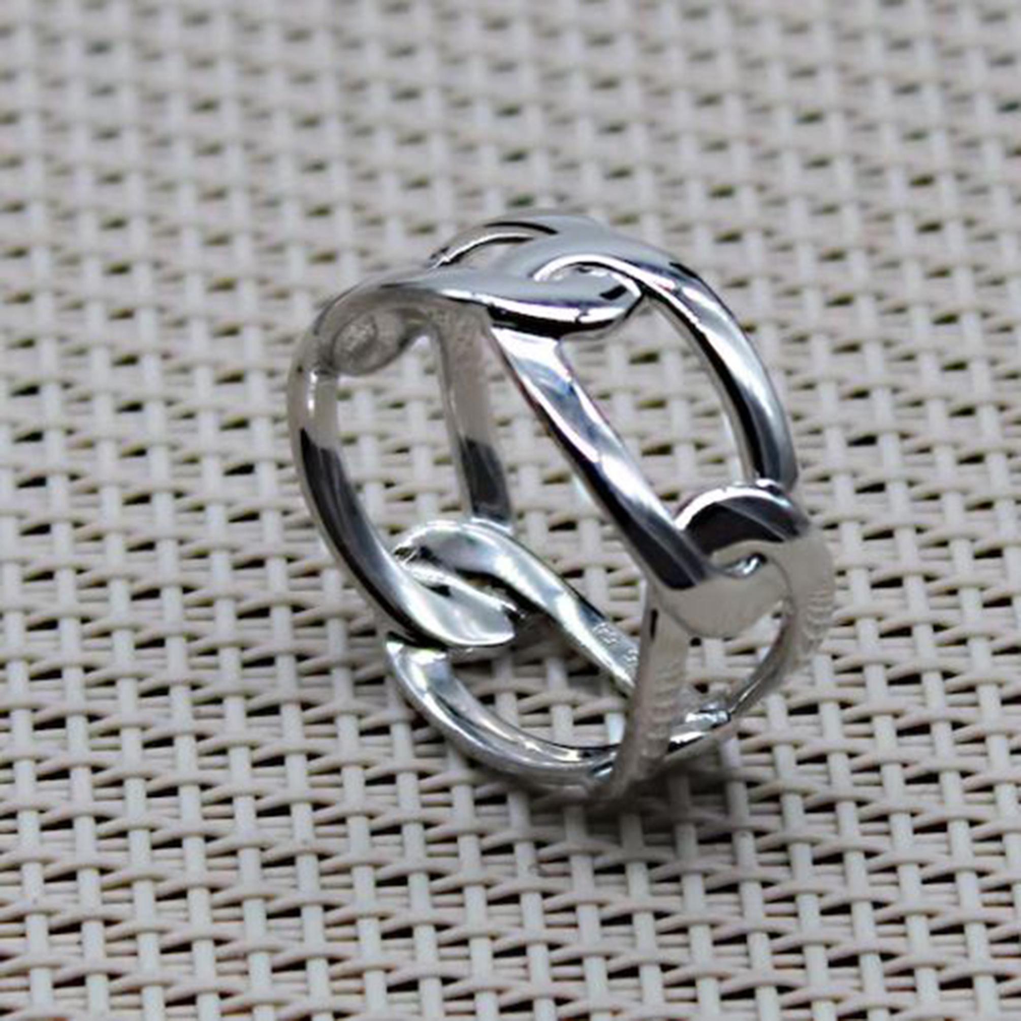 Sterling Silver Chain Ring – 925 Silver Band 10mm Wide – Unisex 
