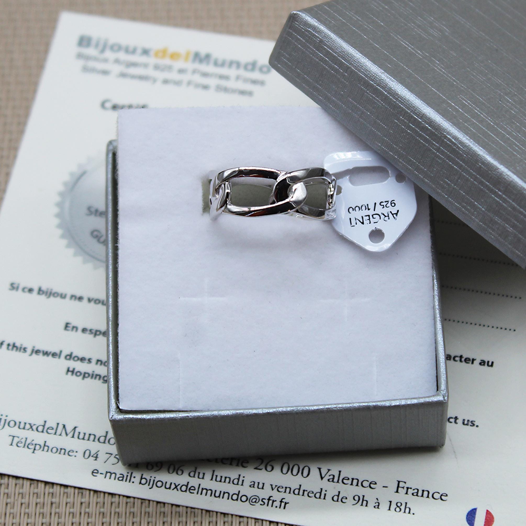 Sterling Silver Chain Ring – 925 Silver Band 10mm Wide – Unisex 