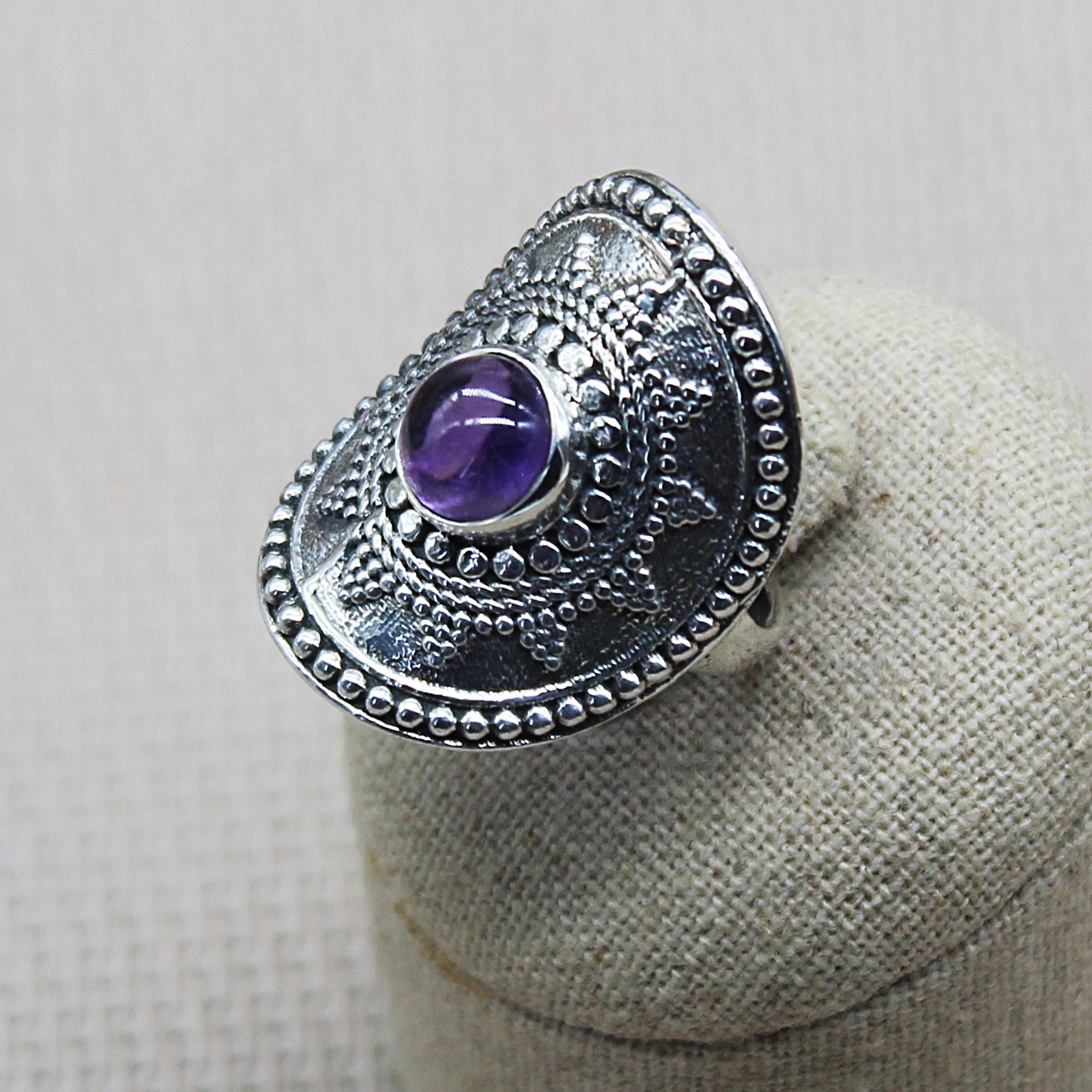 Bague En Argent 925 Avec Améthyste – Référence BA-AR-124, Taille 57, Neuve Avec étiquette