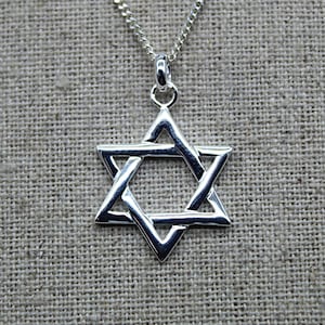 Solid 925 silver pendant Jewish cross, Star of David, available with or without silver chain from size 38 cm to 60 cm, Israeli jewelry