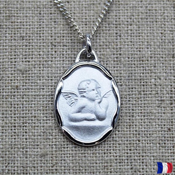 Pendentif Ange Angelo Argent 925 Rhodié Mat Brillant | Chaîne Optionnelle Symbole.