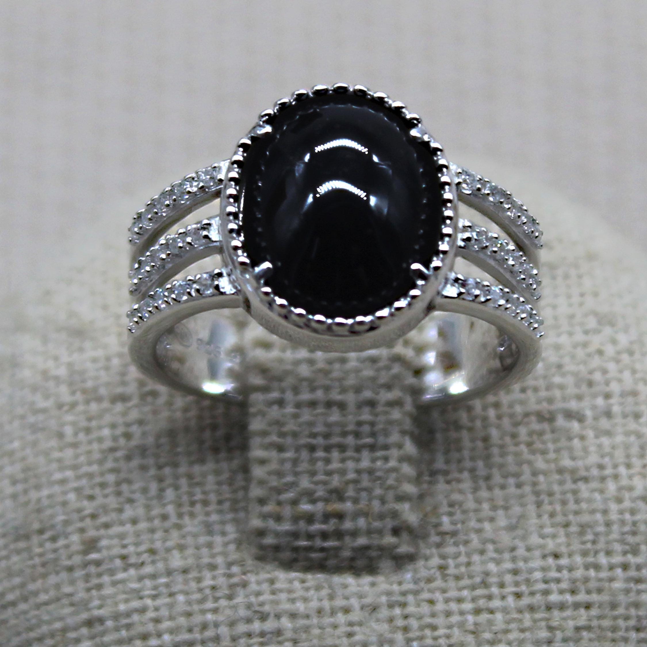 Bague En Argent Massif 925 - Modèle Ovale Ajouré Avec Zirconiums - Taille 60