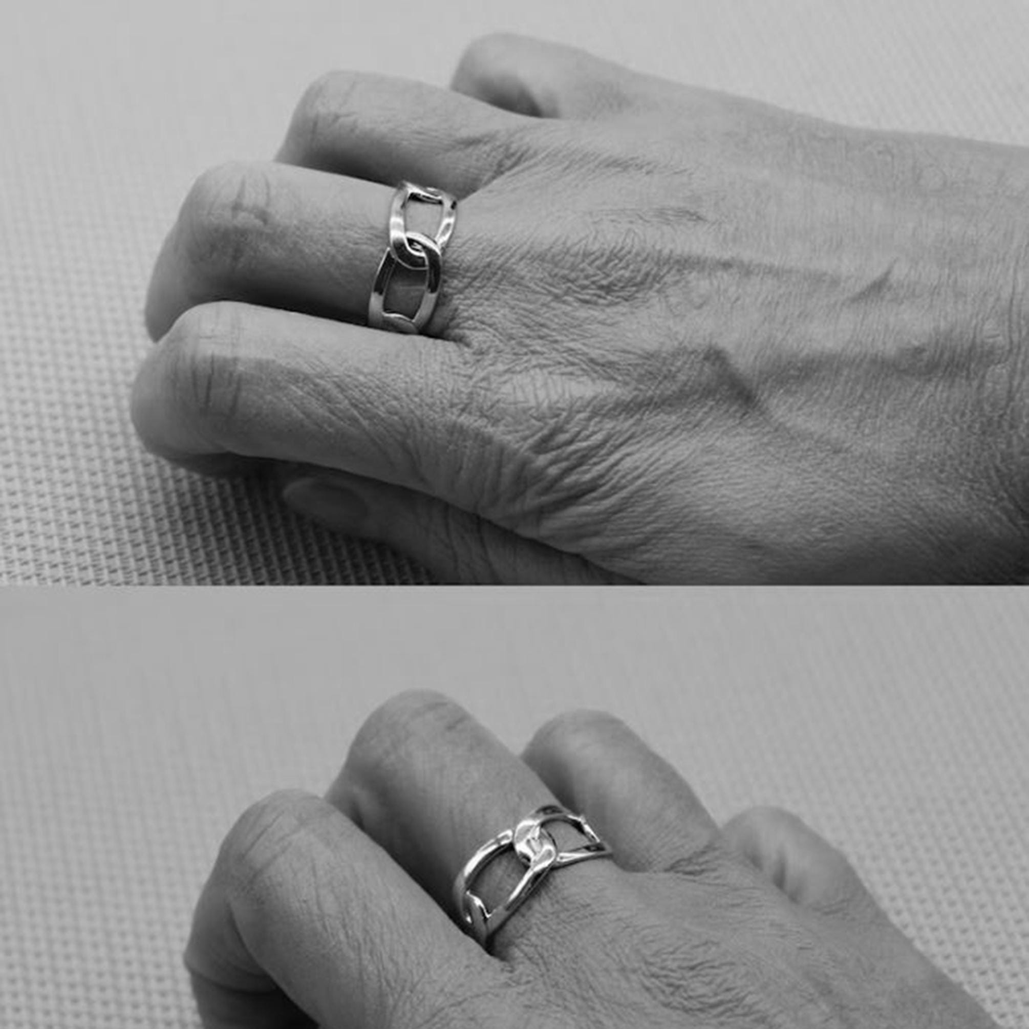 Sterling Silver Chain Ring – 925 Silver Band 10mm Wide – Unisex 