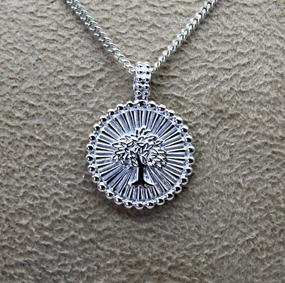 Pendentif Arbre De Vie En Argent Massif 925 - Poinçonné, Avec Chaîne Et écrin