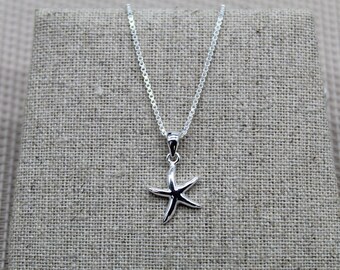 Starfish Pendant, Silver Pendant, Starfish Necklace, Silver Necklace, Necklace Chain, Minimalist Necklace, Sea Jewelry, Women Jewelry