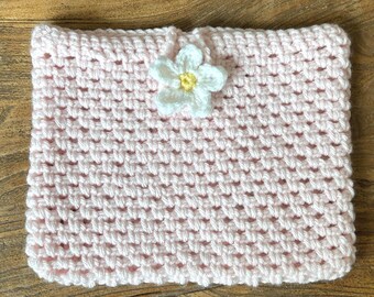 Crocheted Floral Book Cover, Crochet Book Sleeve, Cozy Reader Gift