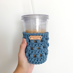 Crochet coffee cup cozy, reusable cup sleeve, iced coffee sleeve, coffee cozy, teacher gift, nurse gift, drink coozy, coffee lover gift