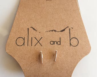 14k Gold Filled or Rose Gold Filled Bar Stud Earrings. Handmade