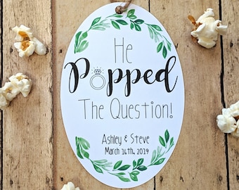 Engagement Tags Thank You Tags He Popped the Question - Etsy