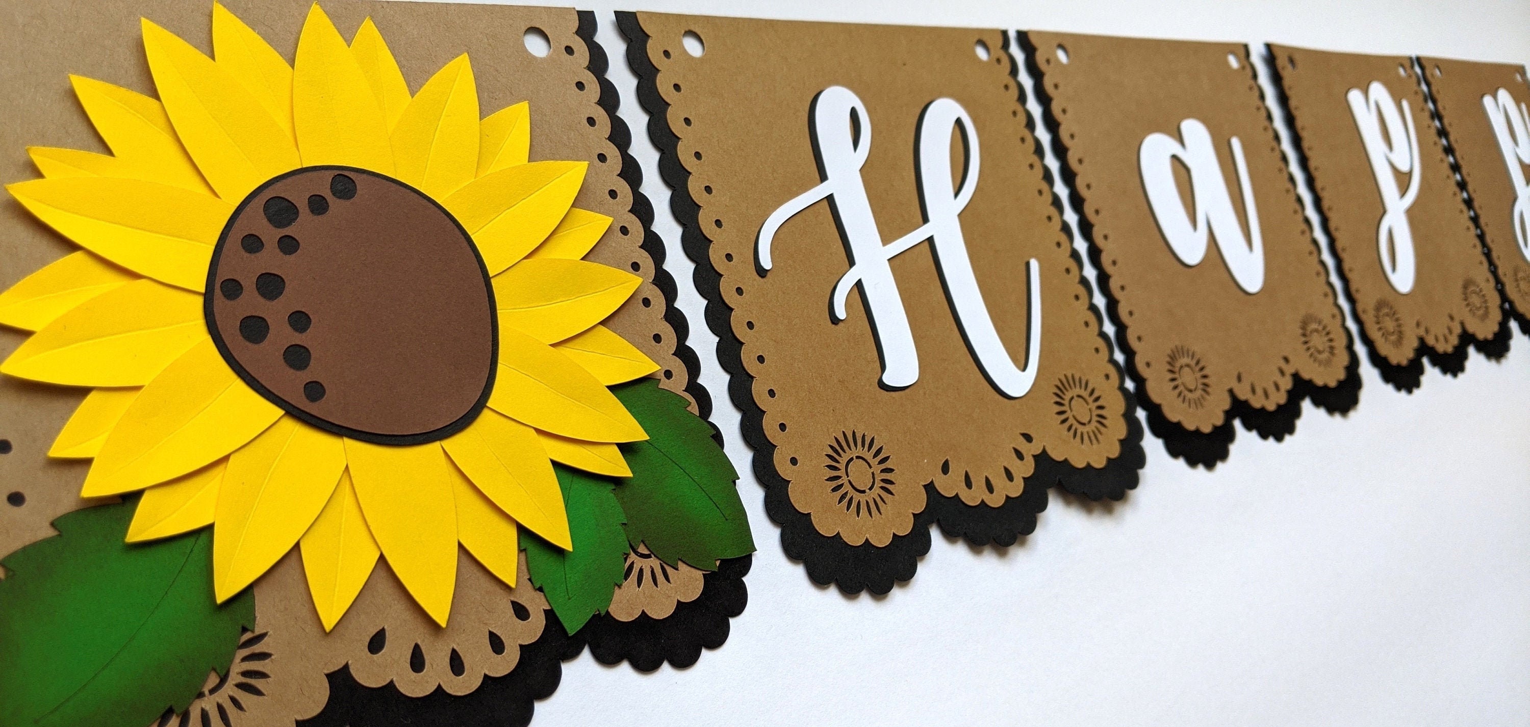 Sunflower Happy Birthday Banner Etsy