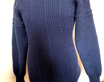 Vintage 80's 90's Lands End Irish Cable Fishermen Wool Silk