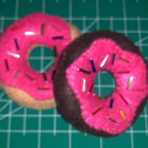 Wool Felt Frosted Donuts with Sprinkles Play Foods Handmade Hand Stitched
