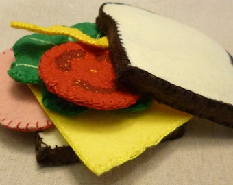 Wool Felt Sandwich  Play Foods Handmade Hand Stitched