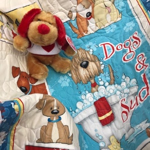 Children&#39;s Reversible Quilt &quot;Dogs & Suds&quot;