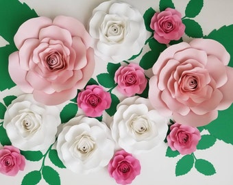 Set Paper Flowers,Roses,Nursery Decor,Paper Flowers,Wedding,Baby Shower, Floral Decor,Wall Decor, Backdrop,Girl Birthday,Floral Theme Party