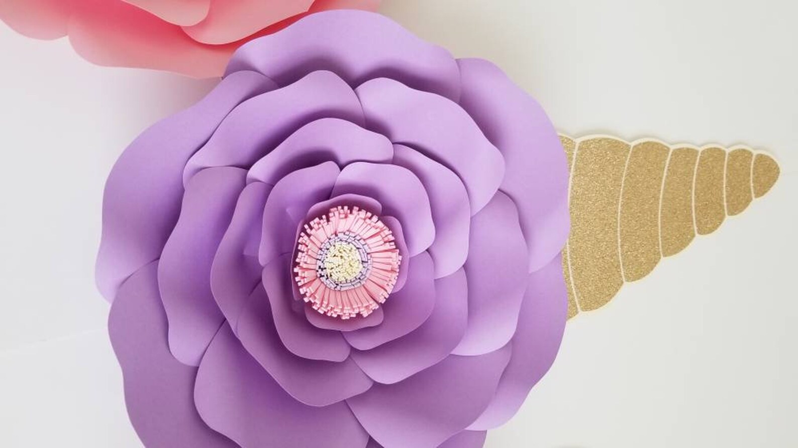 Flores de papel de unicornio para la exhibición de fondo, set de flores