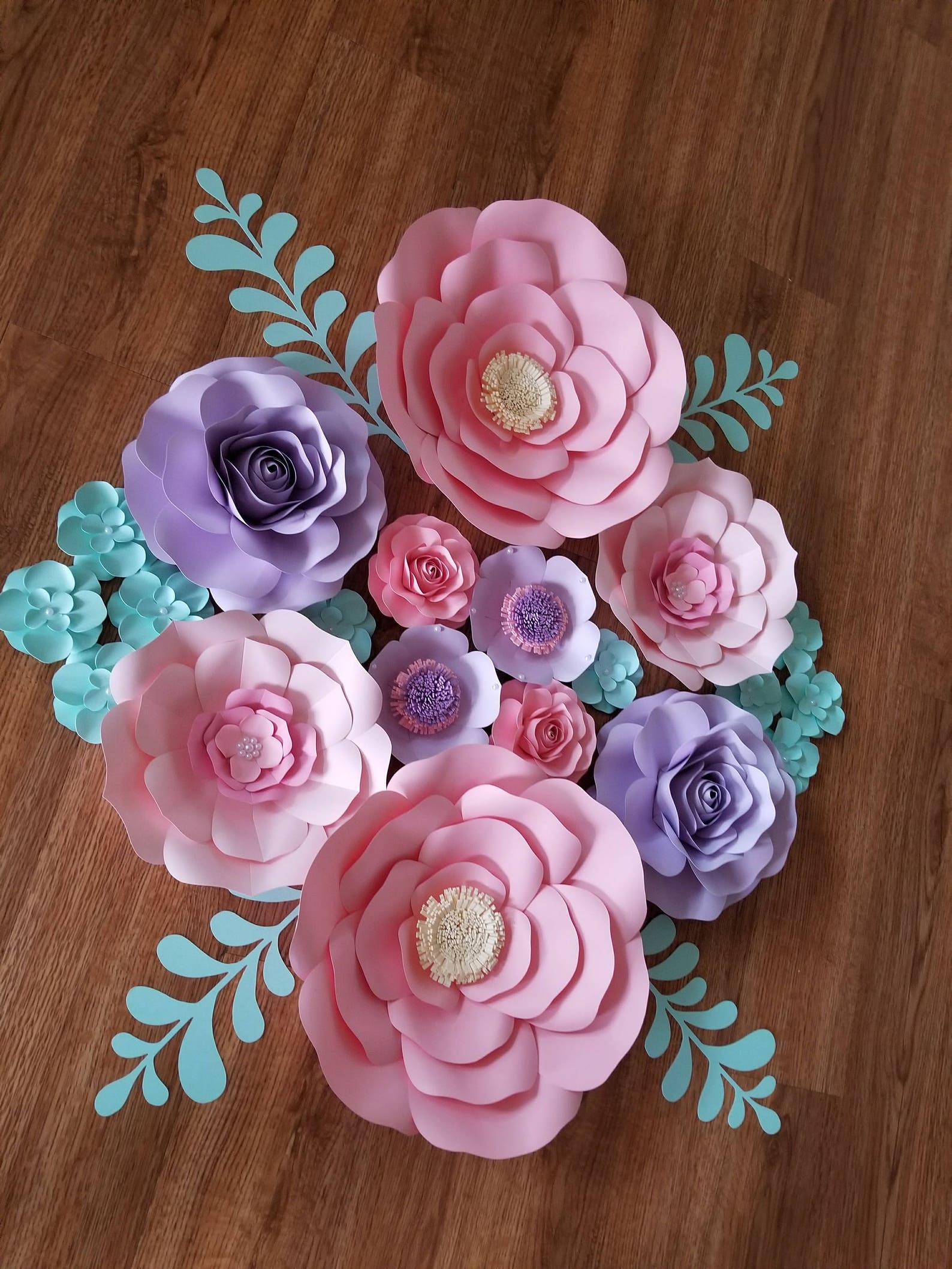 Set Paper Flowers Backdrops Personalized Wall Art Room Etsy