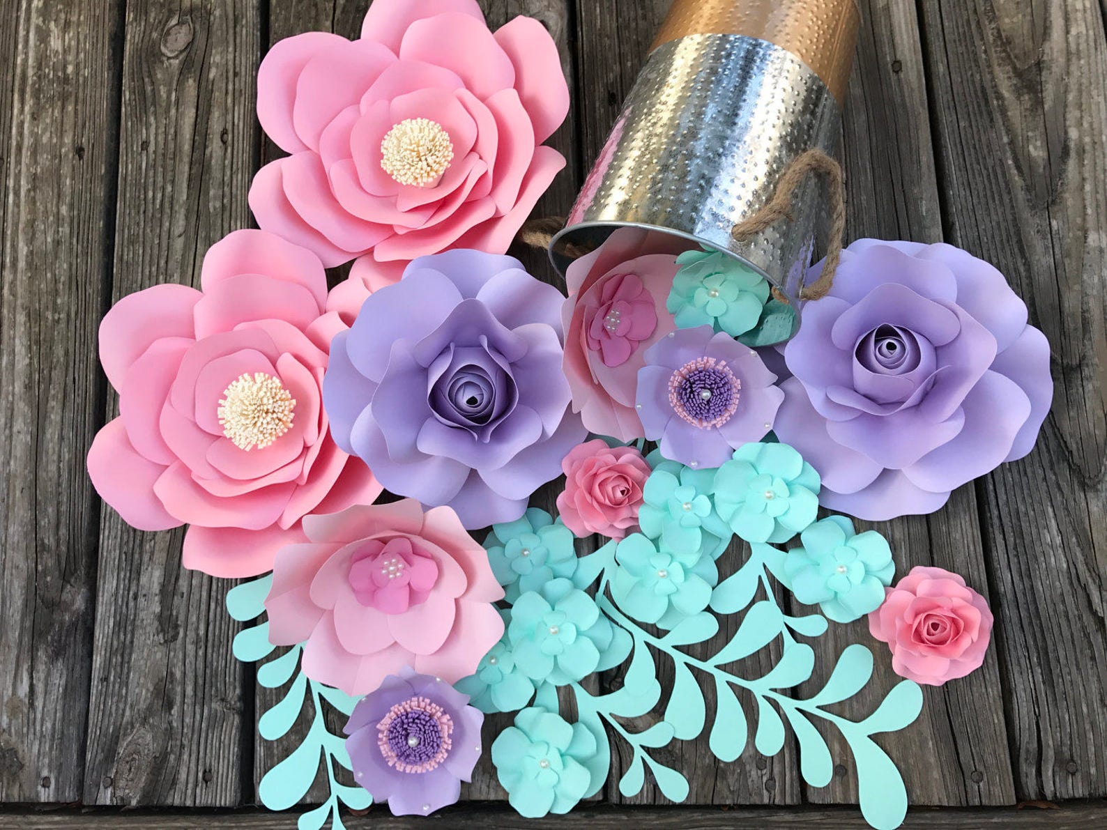 Set Paper Flowers Backdrops Personalized Wall Paper Flowers Etsy