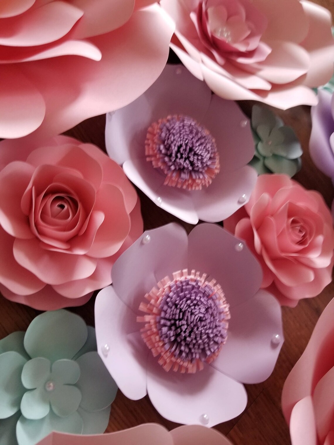 Set Paper Flowers Backdrops Personalized Wall Paper Flowers Etsy