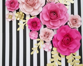 Set Paper Flowers,Roses,Bachelor Party,Nursery Decor,Paper Flowers,Wedding,Baby Shower, Kate Spade theme,Wall Decor, Backdrop,Girl Birthday