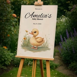 Duckling Editable Baby Shower Welcome Sign Template | Baby Shower Poster Canva Template | 18x24&quot; Digital Download | Baby Shower Décor
