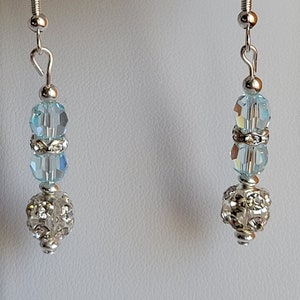 Lt. Blue Swarovski  Crystal & Sterling Earrings #2302