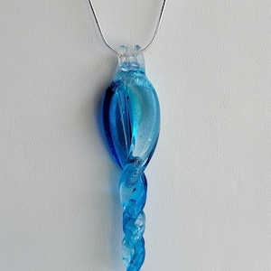Pendant Lampworked Glass Twisted Spike Pendant on 18&quot; Sterling Snake Chain #2304