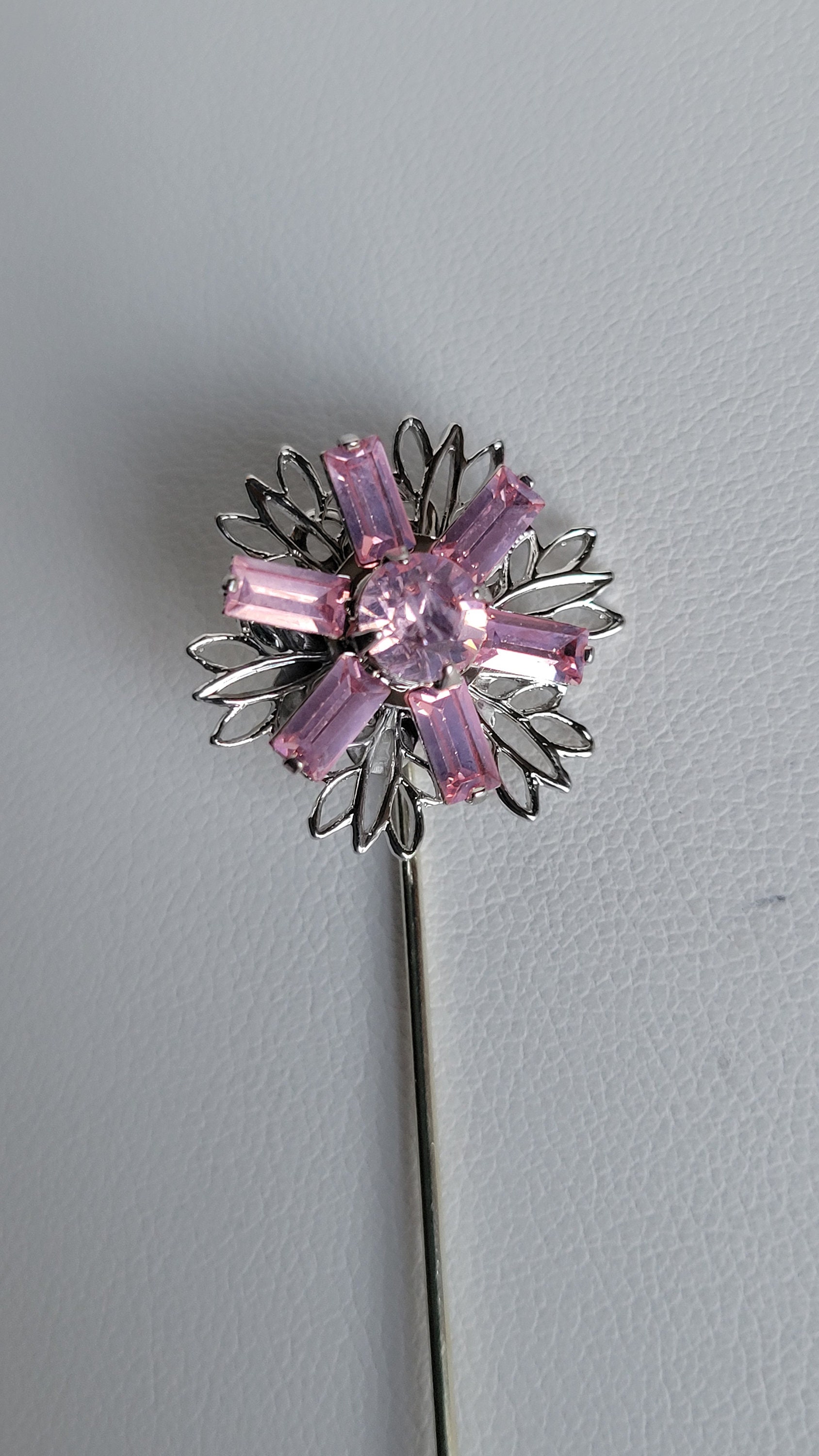 Swarovski Pink Rose Purple Crystal & Silver Star Flower Stick Pin #2406 ...