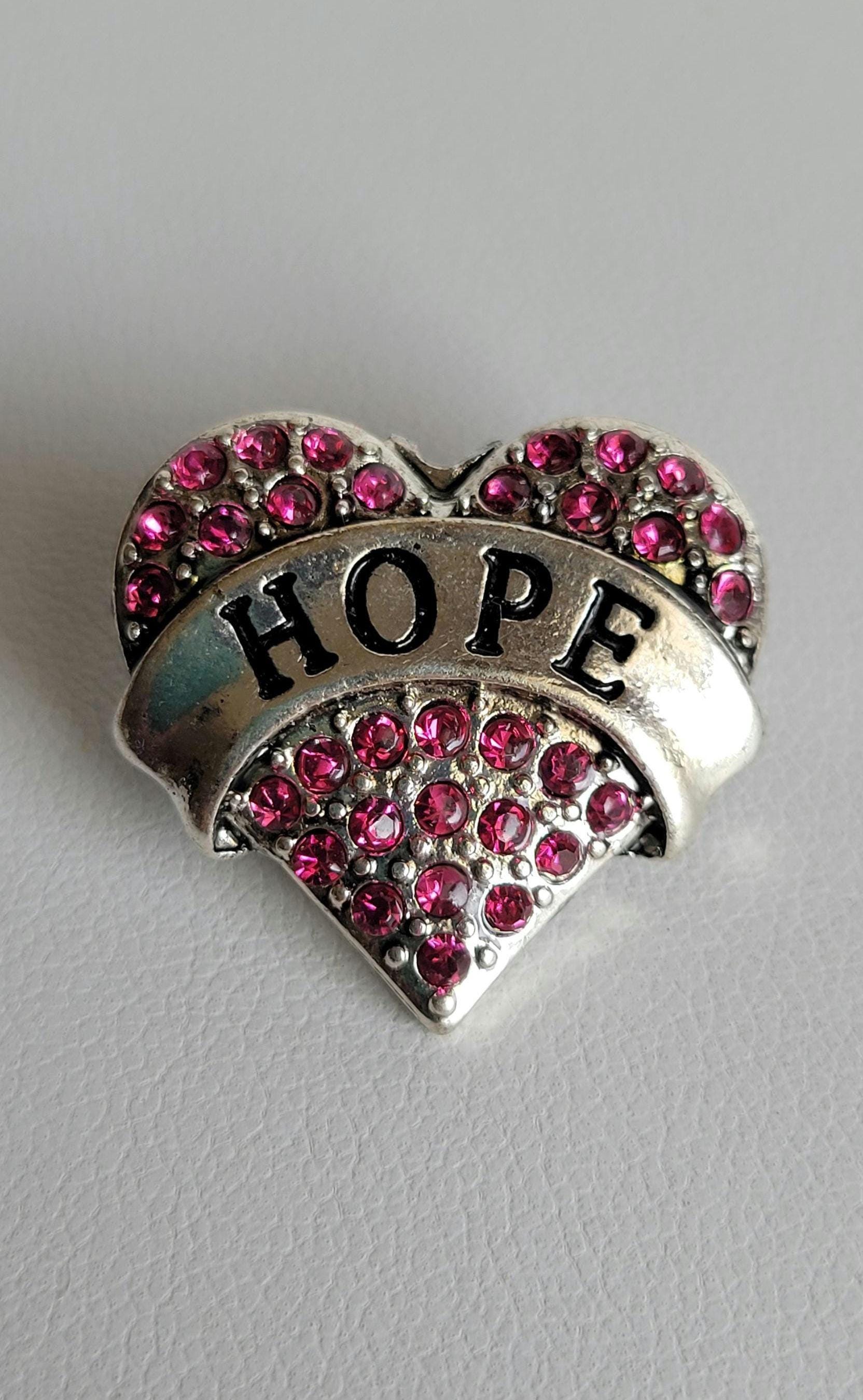 Broche Ruban Cancer Du Sein En Strass Et Métal Argenté - Bijou Occasion, épingle Décorative XS-9
