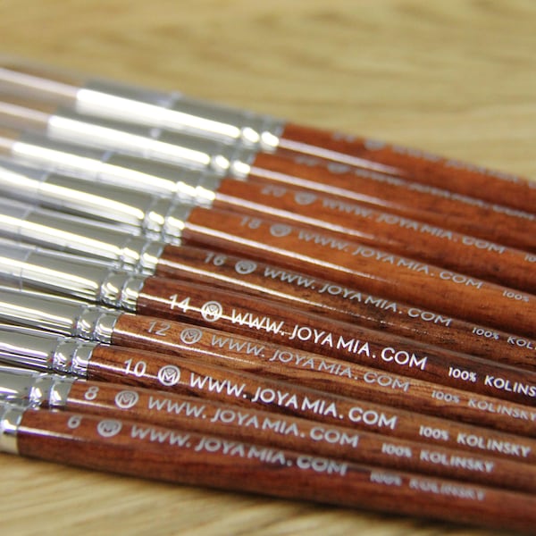 Joya Mia® 100% Kolinsky brush size #6 to #24  - RedWood finish acetone Prof