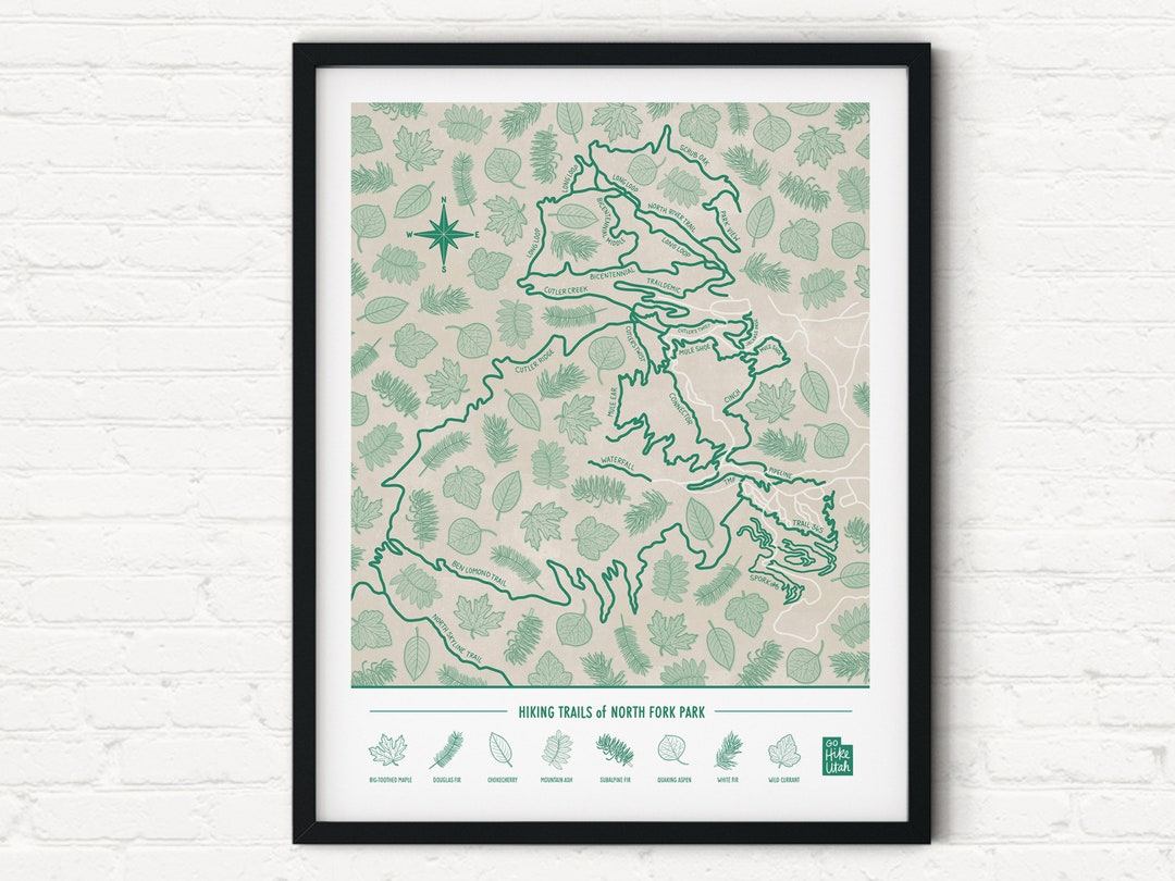North Fork Park Hiking Trail Map Northern Utah Plant Etsy