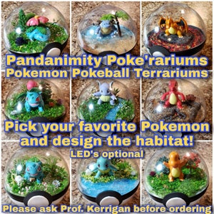 Custom Poke'rarium Pokemon Pokeball Terrarium 3in, 4in and 6in ball w/ clear acrylic stand, LED's optional image 8