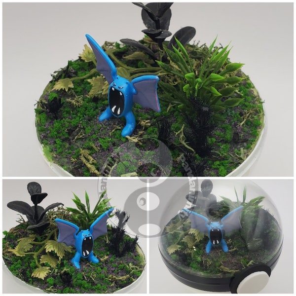 Golbat Poke'rarium 3in, Pokemon PokeBall Terrarium, with stand