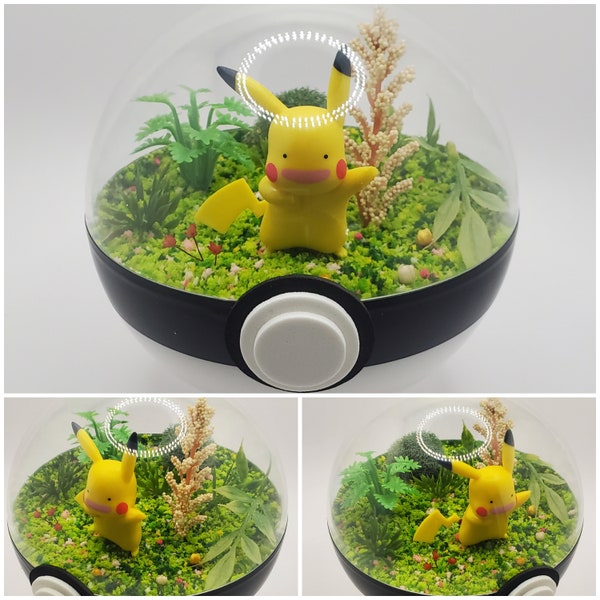 Ditto Pikachu Poke'rarium 4in, Pokemon PokeBall Terrarium, with stand