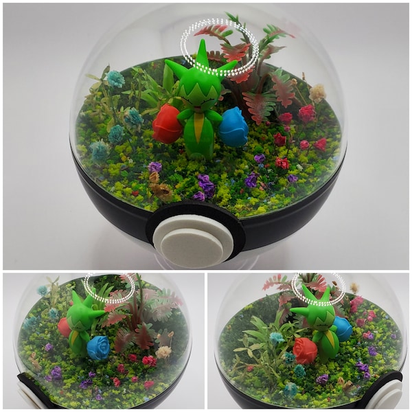 Roselia Poke'rarium 4in, Pokemon PokeBall Terrarium, with stand