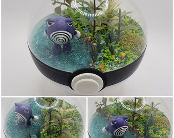 Poliwhirl Poke'rarium 10 cm, Pokémon PokeBall Terrarium, avec support