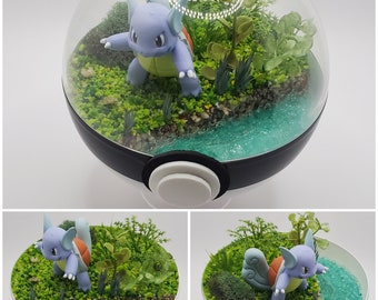 Wartortle Poke'rarium 10 cm, Pokemon PokeBall Terrarium, avec support