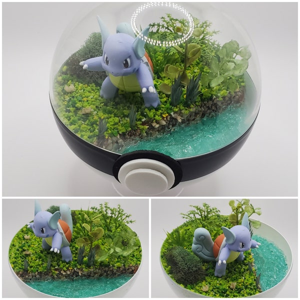 Wartortle Poke'rarium 4in, Pokemon PokeBall Terrarium, with stand