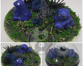 Grimer et Muk Poke'rarium 3 pouces, Pokémon PokeBall Terrarium, avec support