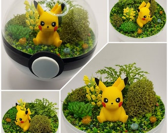 Pikachu Poke'rarium 3 pouces, Pokémon PokeBall Terrarium, avec support