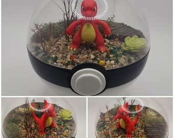 Charmeleon Poke'rarium 4 pouces, Pokémon PokeBall Terrarium, avec support