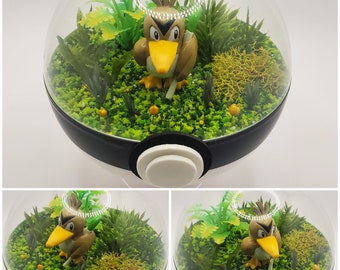 Farfetche'd Poke'rarium 10 cm, Pokemon PokeBall Terrarium, avec support