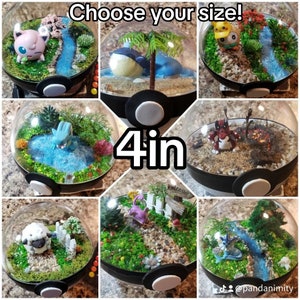 Custom Poke'rarium Pokemon Pokeball Terrarium 3in, 4in and 6in ball w/ clear acrylic stand, LED's optional image 4