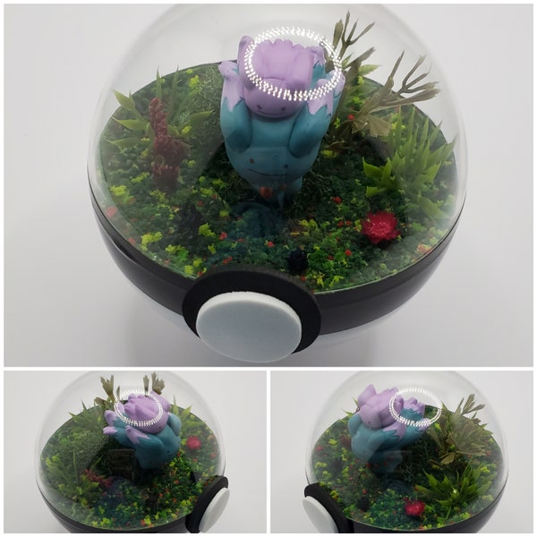 Ditto Misdreavus Poke'rarium 3in, Pokemon PokeBall Terrarium, with stand