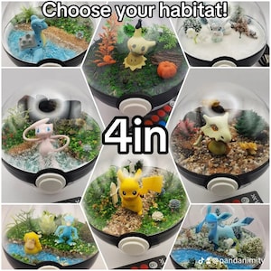 Custom Poke'rarium Pokemon Pokeball Terrarium 3in, 4in and 6in ball w/ clear acrylic stand, LED's optional image 5