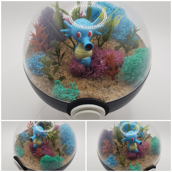 Horsea Poke'rarium 4in, Pokemon PokeBall Terrarium, with stand