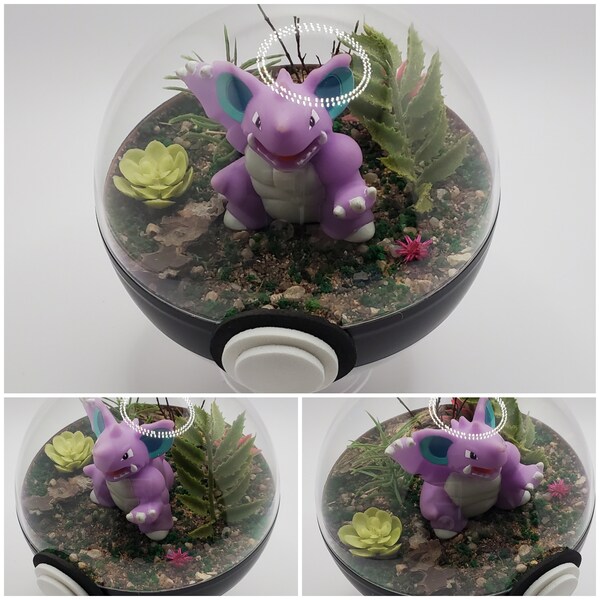 Nidoking Poke'rarium 4in, Pokemon PokeBall Terrarium, with stand