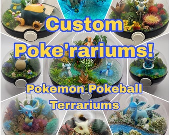 Poke'rarium personnalisé ! Terrarium Pokémon Pokémon ! Boule de 3 pouces, 4 pouces et 6 pouces avec support en acrylique transparent, LED en option !